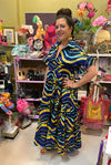 Christina Dress in Ankara Blue & Gold - SFH Designs