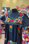 Mexican Bohemian Long Dress - Black