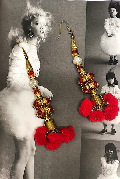 Golden Red Poms - Natural Wonders Earrings Collection