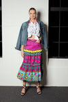 Ankara Skirt with Vintage Pink Denim- SFH Designs Original