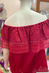 Mexican Lace Off the Shoulder Top in Red