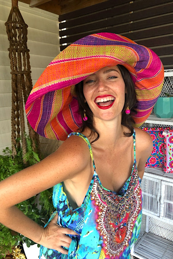 Made in Madagascar Hat - Orange, Purple, Pink & Lime