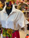 Ankara Shirt Short Dress - White Saba Shirt