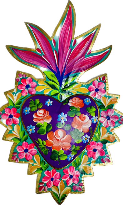 Hand-painted Mexican Heart Wall Hanging