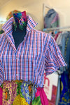 Ankara Shirt Dress - Pink & Blue Stripes