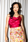 Spanish Flamenco Fiesta Skirt in Pink & Red Flora