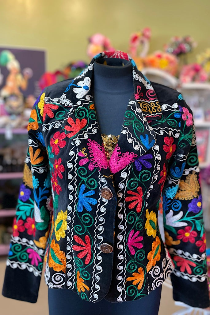 Vintage Floral Silk Embroidered Jacket from Uzbekistan SFH Designs