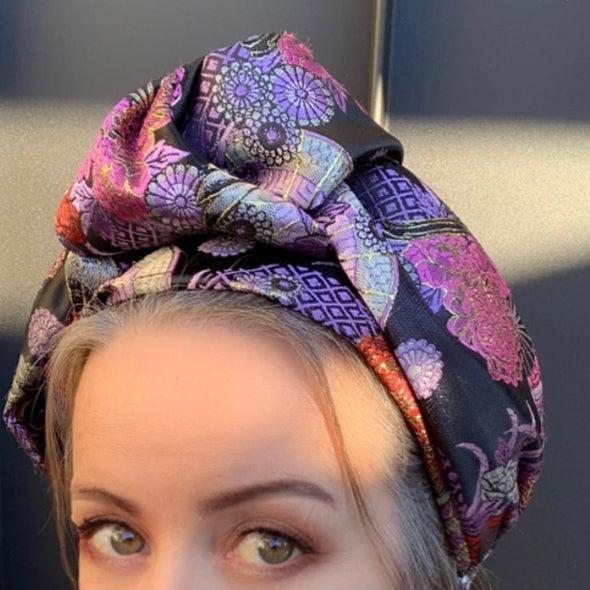 Oriental Motifs Purple and Pink Tones Turban by Flora Fascinata #29