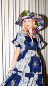 Christina Dress in Ankara Blue Floral Size ML - SFH Designs
