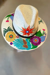 Hand painted Mexican Fedora Hat - Flora & Fauna