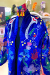 Suzani Coat in Royal Blue Velvet - Rooster Back