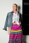 Ankara Skirt with Vintage Pink Denim- SFH Designs Original