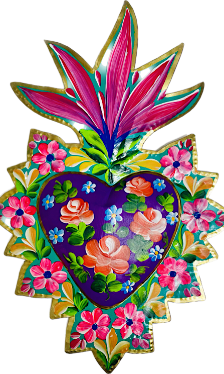 Hand-painted Mexican Heart Wall Hanging