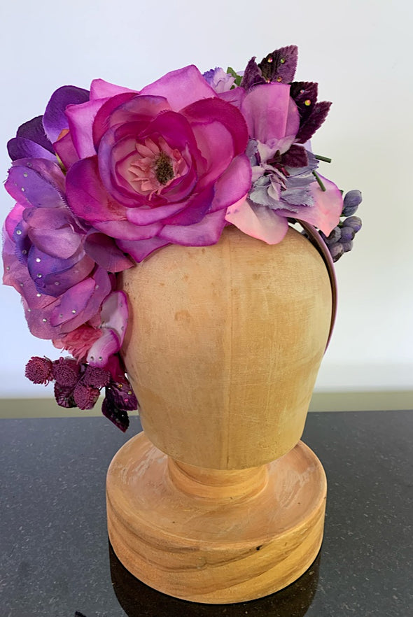 Purple Bouquet with Diamanté Embellishment Headpiece by Flora Fascinata #181