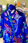 Suzani Coat in Royal Blue Velvet - Rooster Back