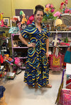 Christina Dress in Ankara Blue & Gold - SFH Designs