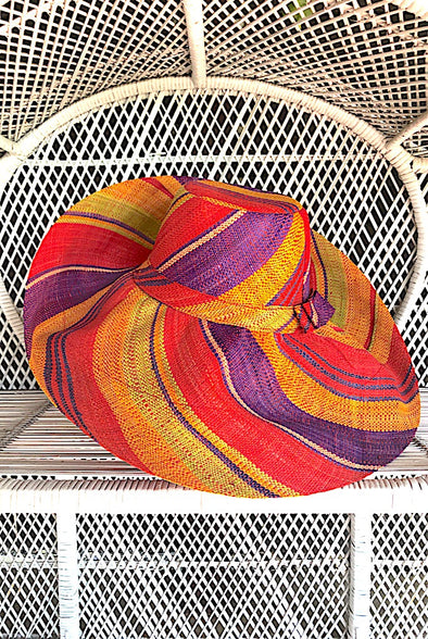Made in Madagascar Large Hat - Orange, Lime, Purple & Red