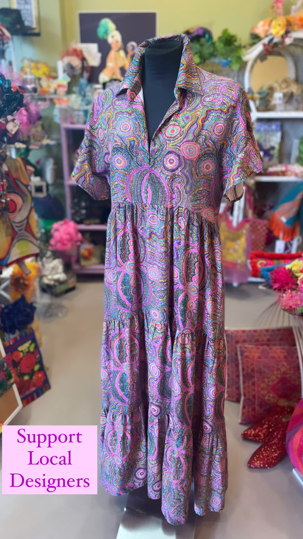 Christina Dress in Goanna Dreaming Indigenious Print - SFH Designs