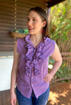 Red Checked Up-cycled Ruffle Shirt - SFH Designs Original