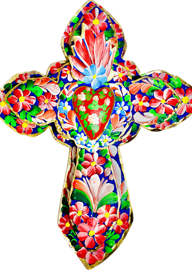 Hand-painted Mexican Cross Wall Hanging