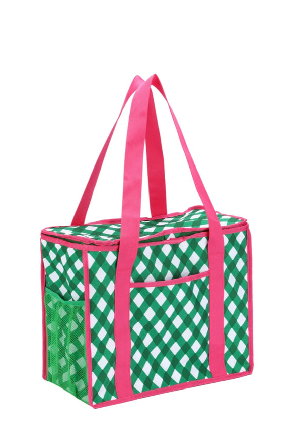 Family Cooler Bag - Green & Raspberry by Sista & Co