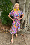 Banksia Print Wrap Frill Dress  - Custom Design by SFH