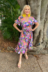 Banksia Print Wrap Frill Dress  - Custom Design by SFH