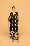 Athena Maxi Dress - Black with Gold Embroidery- Anannasa