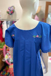 Mexican Bohemian Long Dress - Cobalt Blue with Crochet Lace