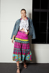 Ankara Skirt with Vintage Pink Denim- SFH Designs Original
