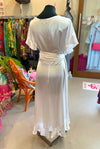 White Deluxe Satin Lara Wrap Frill Dress  - Custom Design by SFH