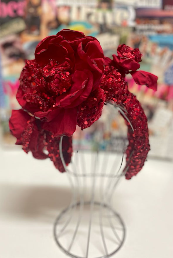 Ruby Red Sequin Headband by Flora Fascinata #217