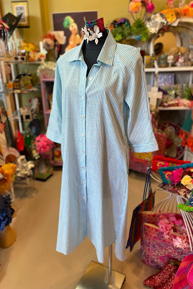 Cool Blue Pin Striped Dress