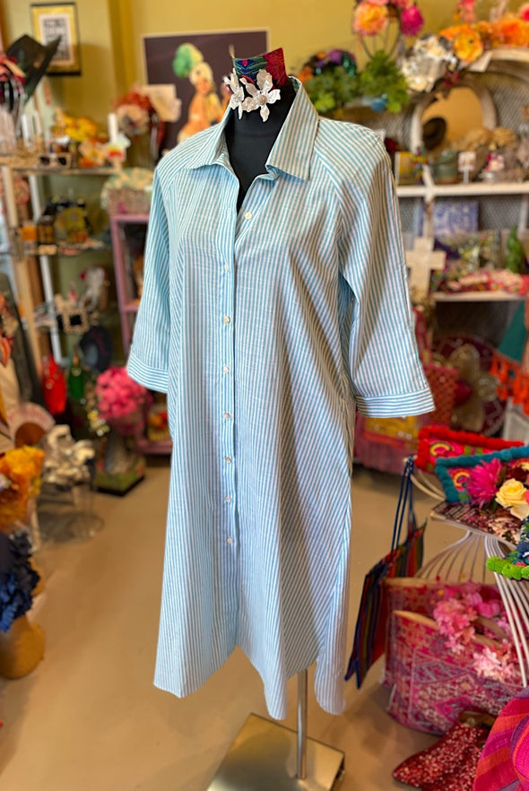 Cool Blue Pin Striped Dress