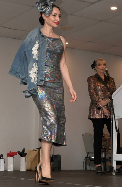Slinky Dress in Silver Sequins - SFH Designs Original