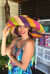 Made in Madagascar Large Hat - Purple, Orange, Pink, Lime & Beige