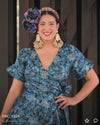 Sultry Blues Wrap Frill Dress  - Custom Design by SFH