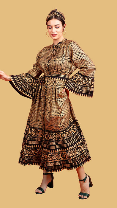 Koko MIDI Dress with sash belt - Anannasa