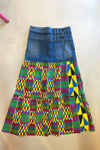 Ankara Skirt with Vintage Denim- SFH Designs Original