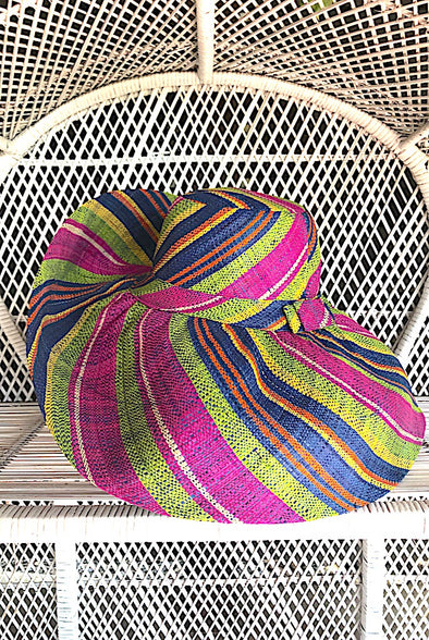 Made in Madagascar Large Hat - Purple, Lime, Yellow, Orange & Blue