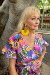 Banksia Print Wrap Frill Dress  - Custom Design by SFH