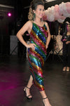 Harry Styles Slinky Dress in Rainbow Sparkles Sequins - SFH Designs Original