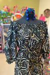 Leopard Blue OTS Dress - Custom Design by SFH