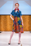 Ankara Shirt Dress - Denim Shirt