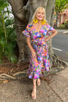 Banksia Print Wrap Frill Dress  - Custom Design by SFH