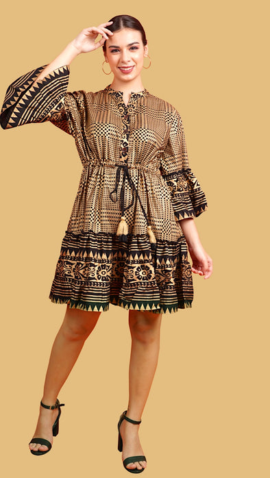 Koko Tunic Dress with Drawstring- Anannasa