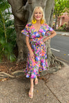 Banksia Print Wrap Frill Dress  - Custom Design by SFH