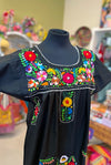 Mexican Bohemian Long Dress - Black