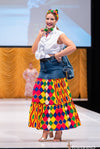 Diamonds Ankara Ruffles Skirt with Vintage Denim - SFH Designs Original