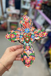 Hand-painted Mexican Cross Wall Hanging